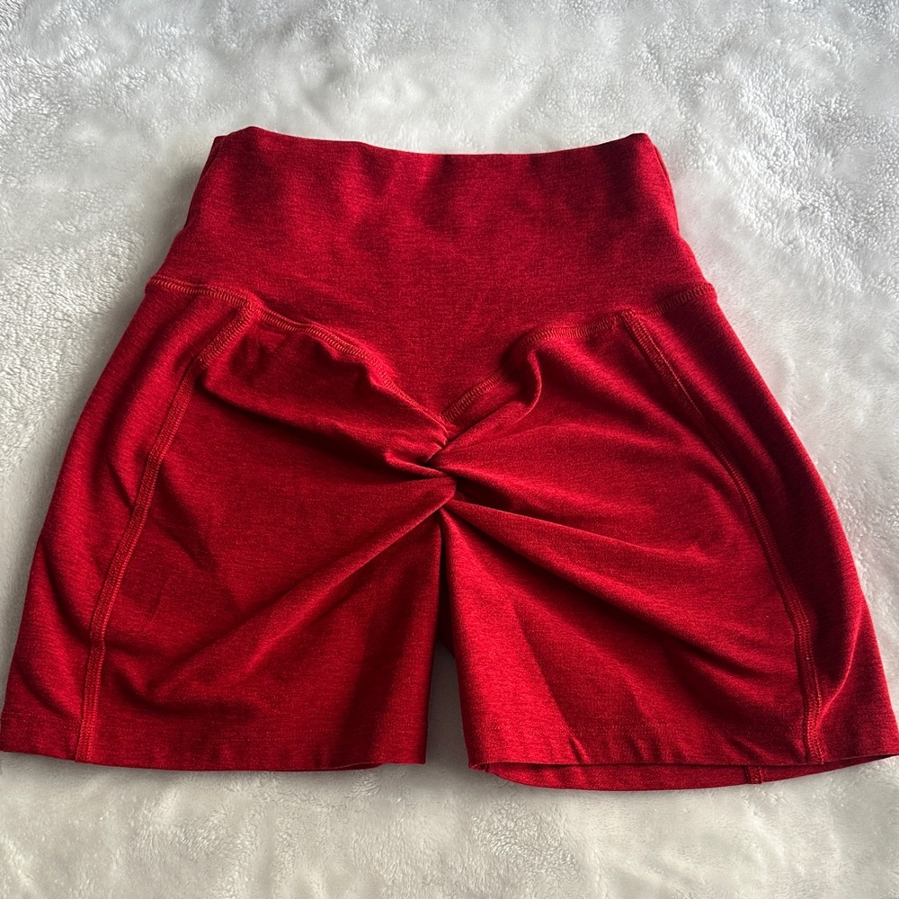 Bombshell Sportswear Red High-Rise Bike Shorts - Picture 3 of 3